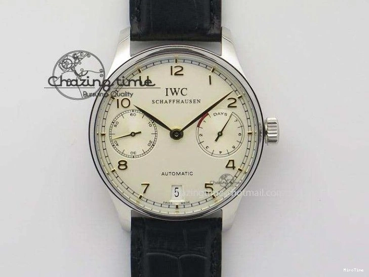 MIROTIME 0113 Portuguese Tourbillon IW5463 RG ZF Best Edition White Dial on Brown Leather Strap Stylish 7174